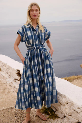 Oliphant Belted Shirt Dress, Beckett Navy