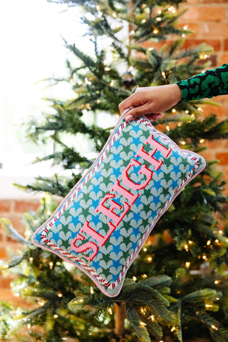 Furbish Studio Needlepoint Pillow, Sleigh