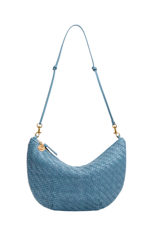Clare V. Lune Woven Zig Zag Bag, Desert Blue