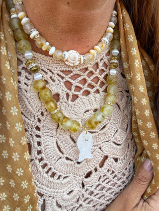 Twine & Twig Classic Fish Necklace, Golden Hour