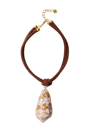 Chan Luu Corda Cone Shell Choker Necklace, Brown