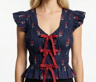 Anna Cate Juniper Top, Navy Amora