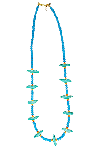 Gather Goods Long Turquoise Birds Necklace, Light Blue