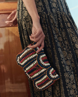 The Great The Beaded Clutch, Cabana Stripe