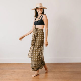 Sunshine Tienda Tie Sarong, Olive Bandana