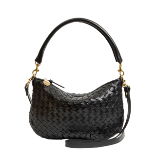 Clare V. Petit Moyen Messenger - Medium Woven Diagonal, Black