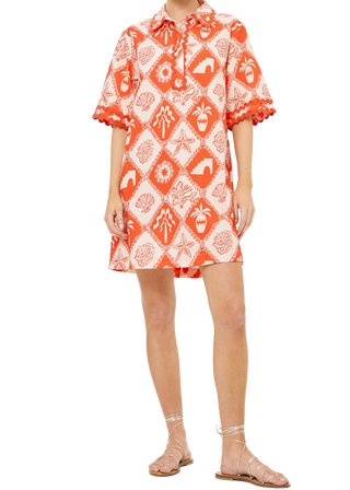 Oliphant Collared Shirt Dress Mini, Asterias Red