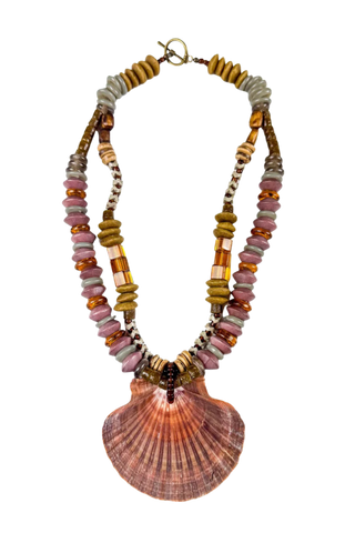 Twine & Twig Layered Shell Necklace, Brown
