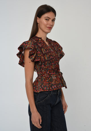 Love the Label Madelyn Top, Harlequin Print