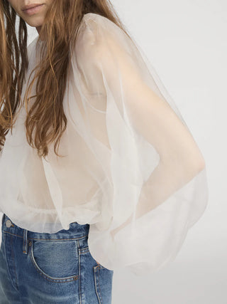Frame The Sheer Balloon Blouse, Cream