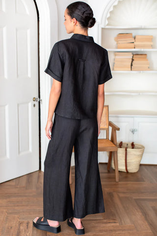 TS Love Tomas Pull On Pocket Pant, Jet Black Linen