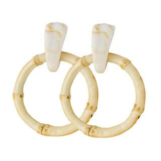 Bamboo Statement Drop Earrings, Light Brown