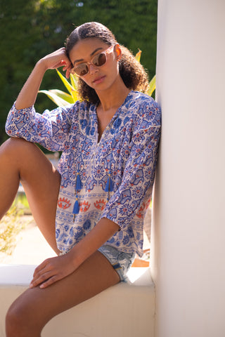 Bell Catherine Blouse, Red White and Blue