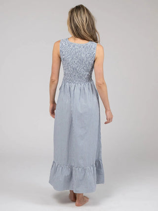 Beau & Ro Margot Dress, Seersucker Navy Stripe