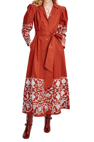 Carolina K Anais Dress, Winter Vine Burgundy