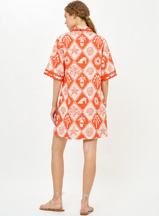 Oliphant Collared Shirt Dress Mini, Asterias Red