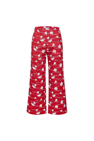 Coco Shop Wide Leg Pants, Red Shell