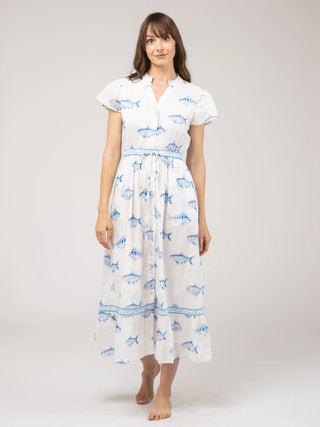 Beau & Ro Flutter Dress, Fish White