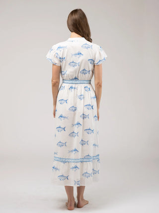 Beau & Ro Flutter Dress, Fish White