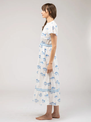 Beau & Ro Flutter Dress, Fish White