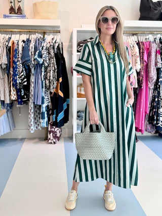 Naghedi St. Barths Small Satin Tote, Wintergreen