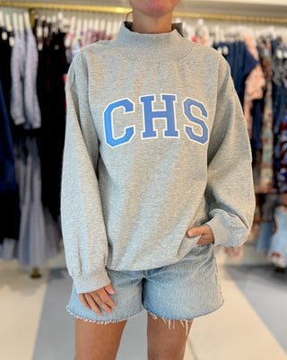 Oversized CHS Mockneck Sweatshirt, Grey