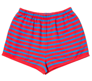 Clare V. Le Jogging Short, Red Bright Cobalt Stripe