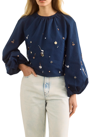 TS Hunter Bell Rue Top, Atelier Splatter Navy