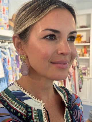 The Luna Heart Drop Earrings, Lilac Mist