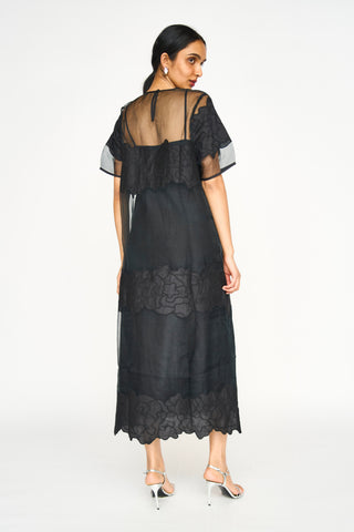 Mirth Lugano Organza Dress, Black Waterlily