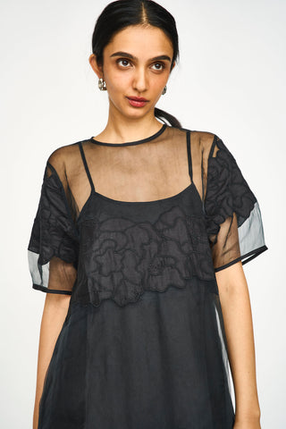 Mirth Lugano Organza Dress, Black Waterlily