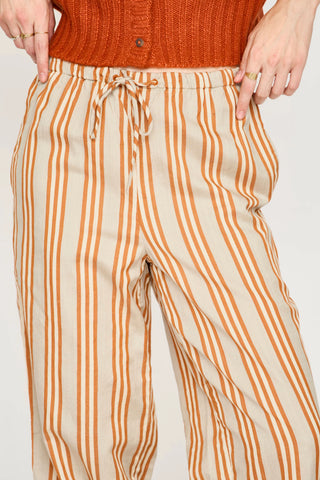 Mirth Jeju Silk Drawstring Pant, Driftstone Stripe