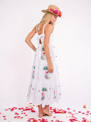 Nimo With Love Cornflower Dress, White Monkey Embroidery
