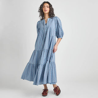Pink Chicken Pintuck Indira Dress, Light Blue Carnation