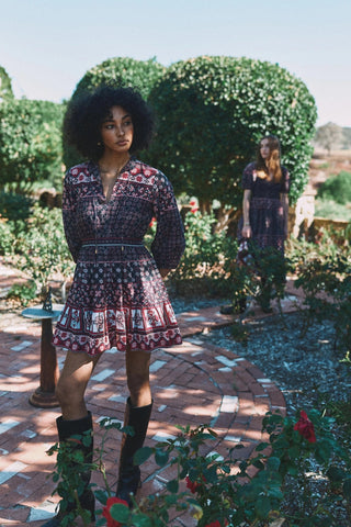 Cleobella Priyanka Mini Dress, Zocalo Rose Tan Print