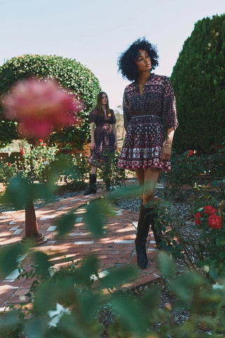 Cleobella Priyanka Mini Dress, Zocalo Rose Tan Print