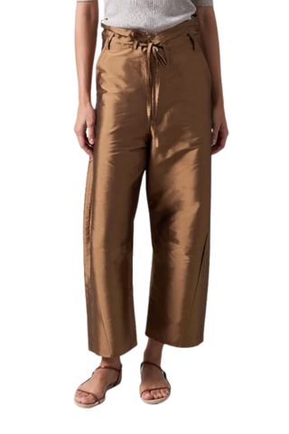 Chan Luu Techno Taffeta Barrel Pants, Bronze