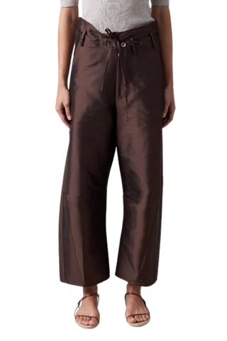 Chan Luu Techno Taffeta Barrel Pants, Chocolate