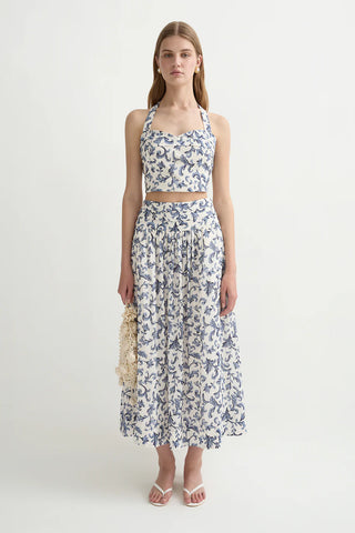 Posse Rue Halter Top, Blue Baroque