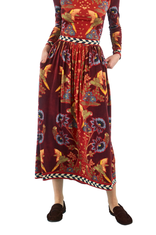 TS Hunter Bell Wimberly Skirt, Birds of a Feather Maroon