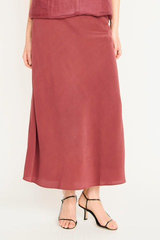 Mirth Santander Silk Skirt, Dark Cerise