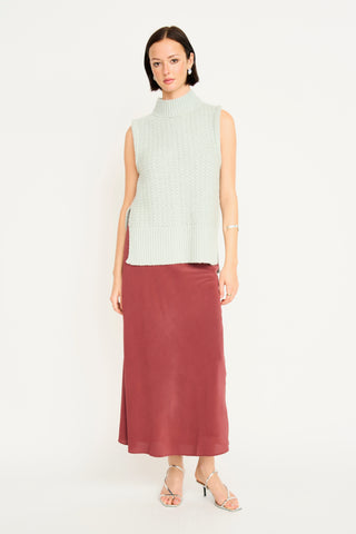 Mirth Santander Silk Skirt, Dark Cerise