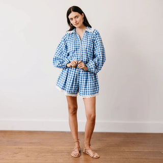 Sunshine Tienda Willa Top, Blue Bay Gingham