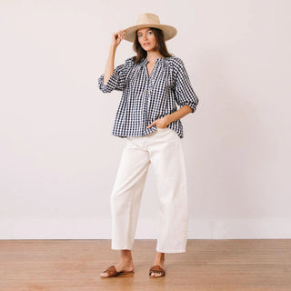 Sunshine Tienda Lucia Top, Navy Gingham