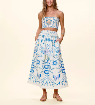 Cleobella Sylvan Top Midi Skirt Set, Lunada Print