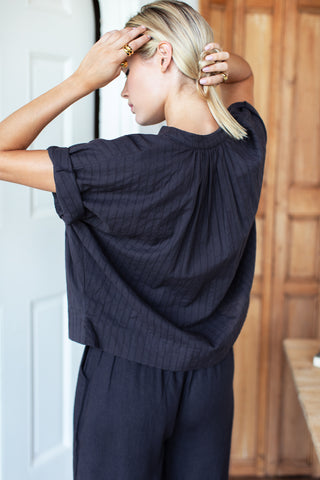 Love Tomas Artist Button Down Top, Midnight